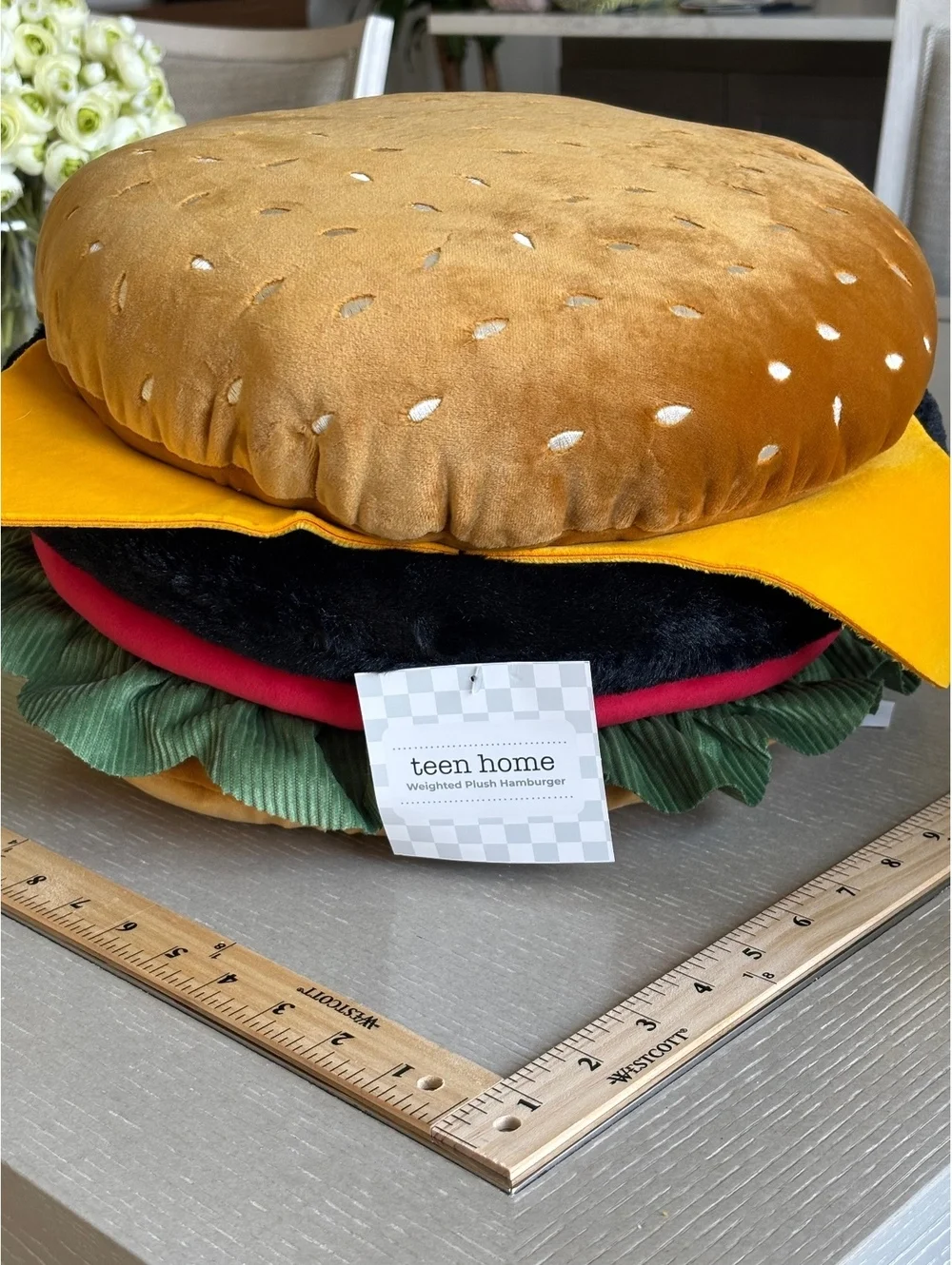 Teen Home Weighted Plush Hamburger Pillow
